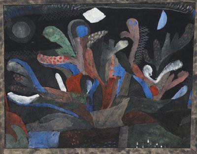 暗い色の庭園の写真Dunkelbuntes Gartenbild、1923 作： Paul Klee