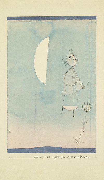 月明かりの植物（紙にインクと水彩） 作： Paul Klee