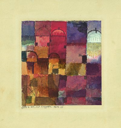 赤と白のドーム、1914 作： Paul Klee