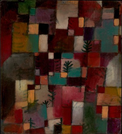 赤緑と紫黄色のリズム 作： Paul Klee