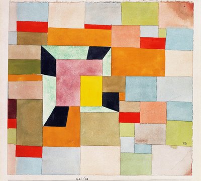 色付きの長方形を分割します。 色の正方形を分割する 作： Paul Klee