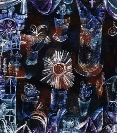 アザミのある静物。 アザミの花のある静物 作： Paul Klee