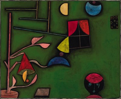 植物と窓のある静物 作： Paul Klee
