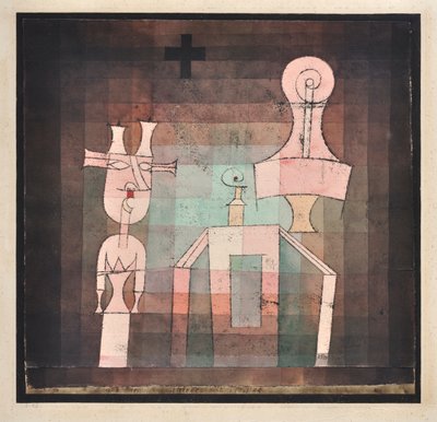 彫刻のある静物1923年。 作： Paul Klee