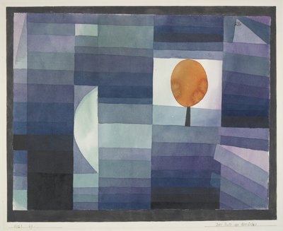 オレンジがアクセントのグリーン×バイオレットのグラデーショングラデーション 作： Paul Klee
