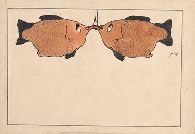 無題2匹の魚、フック、ワーム、1901年。 作： Paul Klee