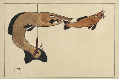 無題2つの魚、1つはフック、1901 作： Paul Klee