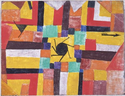 回転する黒い太陽と矢とともに、1919 年。 作： Paul Klee