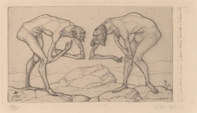 お互いがより高い地位にあると信じている二人の男が出会う 作： Paul Klee