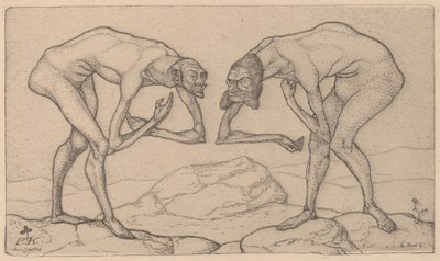お互いがより高い地位にあると想定している 2 人の男性が出会う Two Men Meet..., 1903. 作： Paul Klee