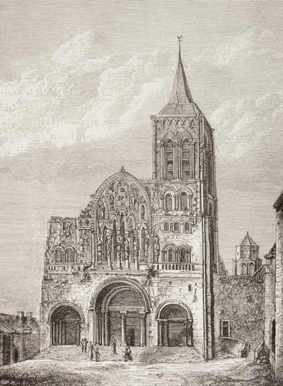 1146年に聖ベルナールが第二回十字軍を説教したフランス、ヴェズレーのマグデレーヌ修道院教会。 作： Paul Lacroix
