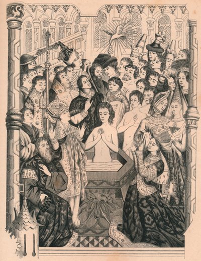 クローヴィス1世の洗礼、15世紀、1849年。 作： Paul Lacroix