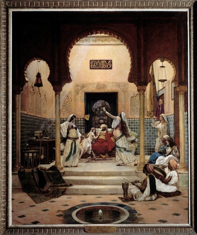 パシャの気を散らすハーレムの東のダンサー (腹)。 ポール・ブシャール (1853-1937) による絵画 1893 日。 1,6x1,3 m パリ、オルセー美術館。 気をつけろ！ この作品の使用は、第三者の承認要求または追加料金の対象となる場合があります 作： Paul Louis Bouchard
