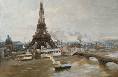 セーヌ川から見たエッフェル塔、1889年。 作： Paul Louis Delance