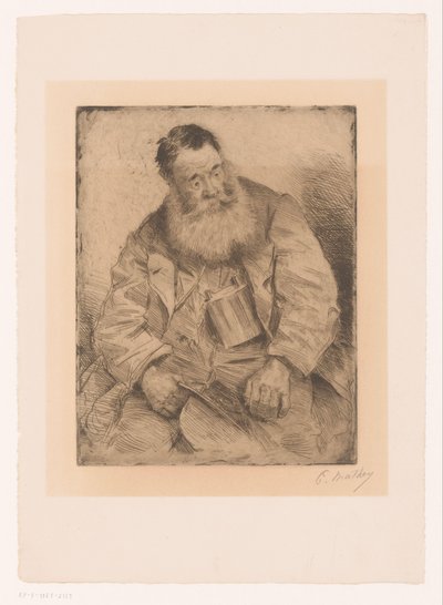座っているひげを生やした男の肖像 作： Paul Mathey (signed by artist)