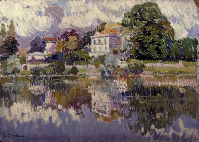 公園の片隅（油彩・ボード） 作： Paul Mathieu