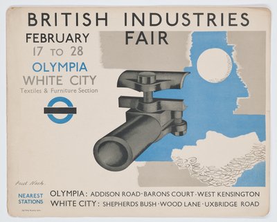 英国産業博覧会を宣伝するロンドン地下鉄のポスター 作： Paul Nash