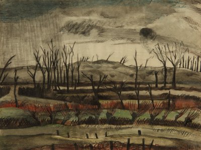 荒涼とした風景、イーペル峡谷 作： Paul Nash