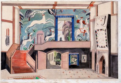 インテリアデザイン、1920～30年代頃（紙に水彩） 作： Paul Nash