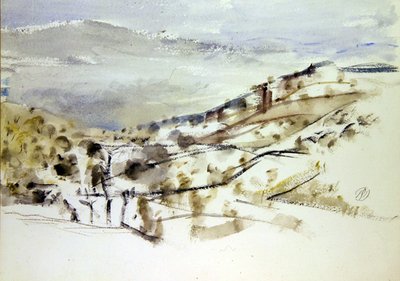 Landscape Emerging No. 3（紙に水彩、チョーク） 作： Paul Nash