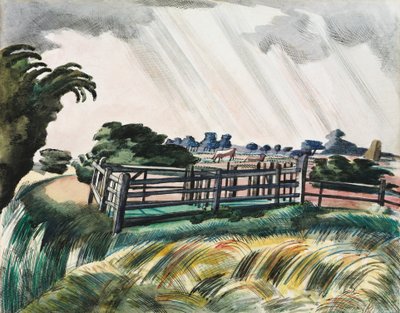 シープフォールド、ロムニー・マーシュ 作： Paul Nash