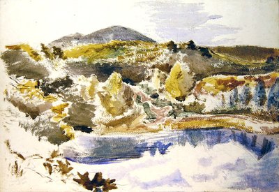 青いプール（紙に水彩） 作： Paul Nash