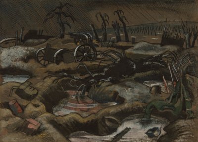 パッシェンデールの野原 1917年頃 （紙に水彩とペン・インク） 作： Paul Nash
