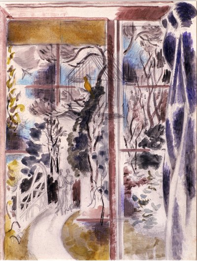 井田の窓（和紙に鉛筆、水彩） 作： Paul Nash
