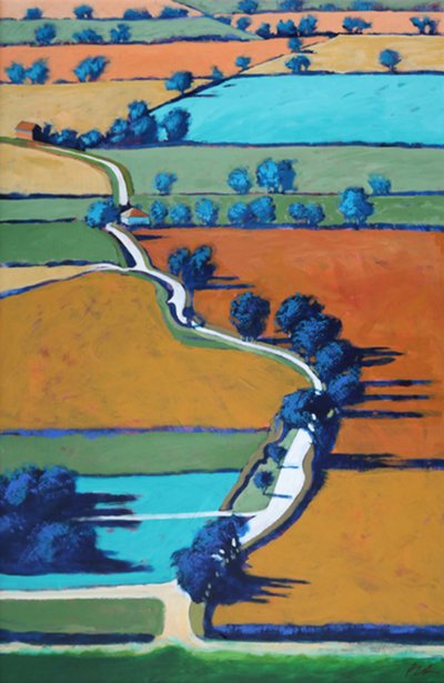 Lane towards Ledbury （アクリル、ボード 作： Paul Powis