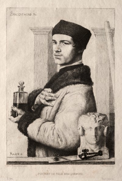 1852年のフェリックス・ブラックモンの肖像 作： Paul Rajon