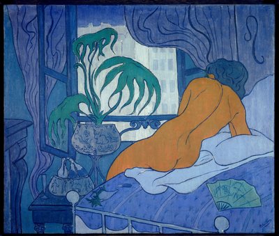 扇風機の青い部屋」または「裸の部屋」 ポール・ランソン（1864-1909）の絵画 1891年 日。0.45x0.54 m 個人蔵 作： Paul Elie Ranson