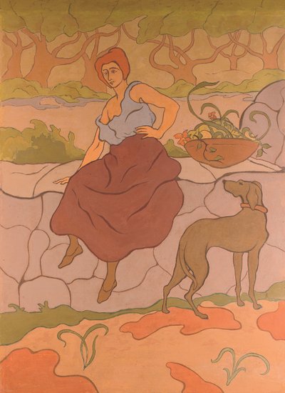 首輪のある女性と犬;首輪をつけた犬を持つ女性、1894-1895年頃 作： Paul Elie Ranson