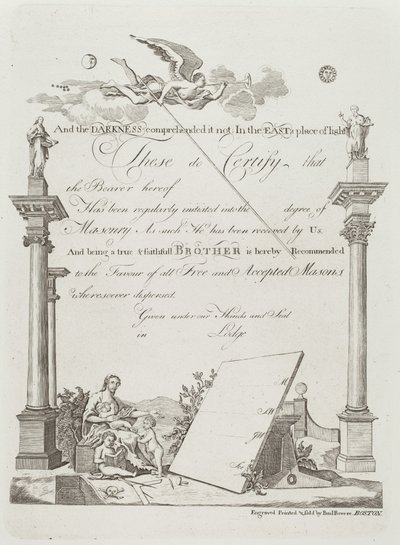 フリーメーソンの証明書 作： Paul Revere