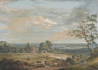 ボックスリー ヒルのローワー ベル インからのメードストンの遠景 作： Paul Sandby