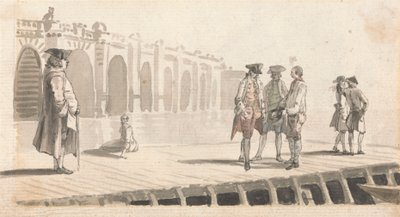 ウェストミンスター桟橋の男性グループ 作： Paul Sandby