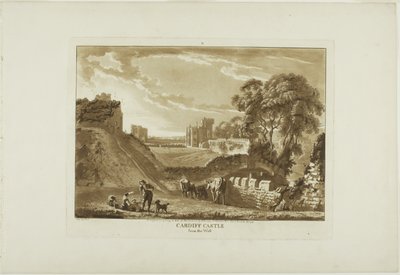 ウェールズ十二景より2枚目、西からのカーディフ城 作： Paul Sandby