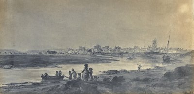 カーディフ・フロム・ザ・サウス（紙にペン・インク、水彩） 作： Paul Sandby