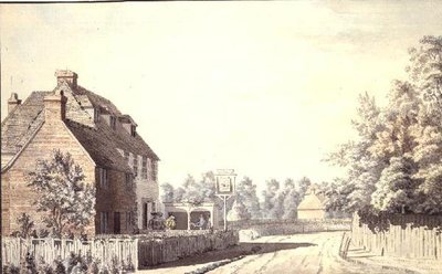 村のパブの外にいる人たち 作： Paul Sandby