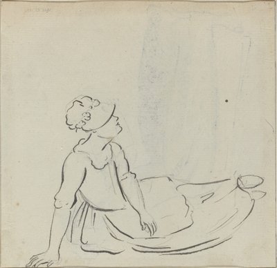 リクライニングボンネットの女の子 [裏面] 作： Paul Sandby