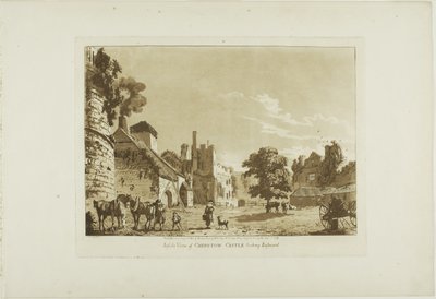 ウェールズ十二景より5枚目、東を見たチェプストウ城の内側 作： Paul Sandby