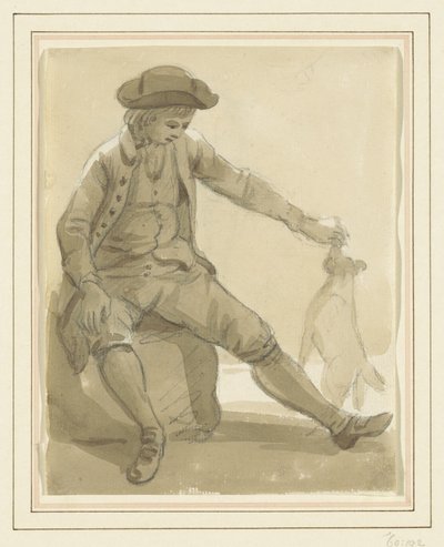 犬と遊ぶ少年 作： Paul Sandby
