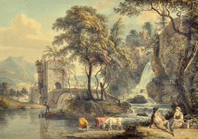 滝のある風景 作： Paul Sandby