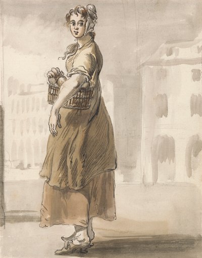 London Chora: Uma garota com uma cesta de laranjas 作： Paul Sandby