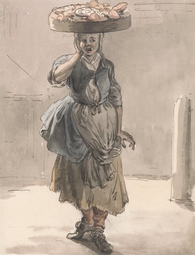 London Cries: A Girl with a Basket in Her Head ("Lights for the Cats, Liver for the Dogs") 作： Paul Sandby
