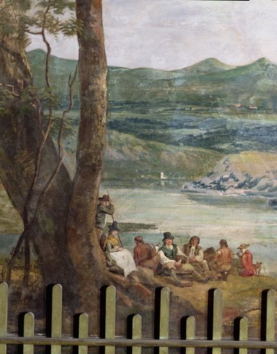 Drakelowe Hall、nrの壁画。バートン・オン・トレント。休んでいる農民 作： Paul Sandby