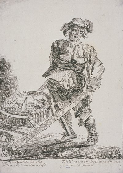 内臓売り、ロンドンの叫び、1760 作： Paul Sandby
