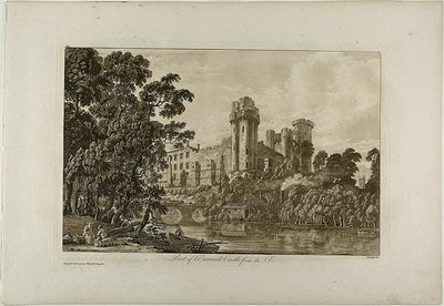 南東から見たウォリック城の一部、プレート 4 作： Paul Sandby