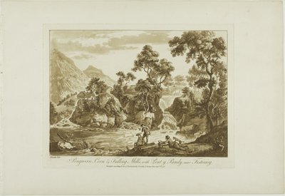 Pengnern Corn and Fulling Mills, with Pont y Pandy, 近くの Ffestiniog 作： Paul Sandby
