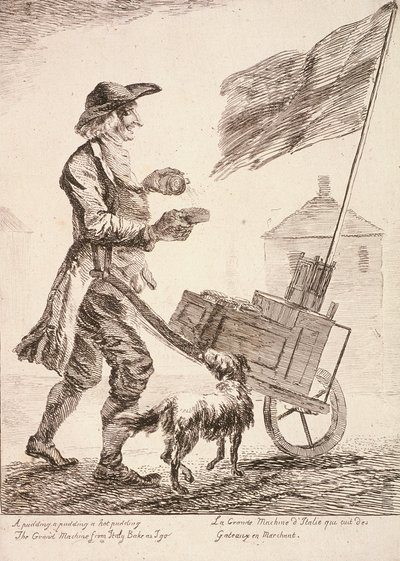 プリンの売り手、クライズ オブ ロンドン、1760 年 作： Paul Sandby