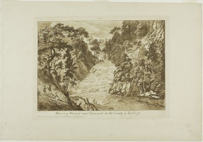 Denbigh の国の Llanrwst の近くの Rhaidr-y Wennel 作： Paul Sandby